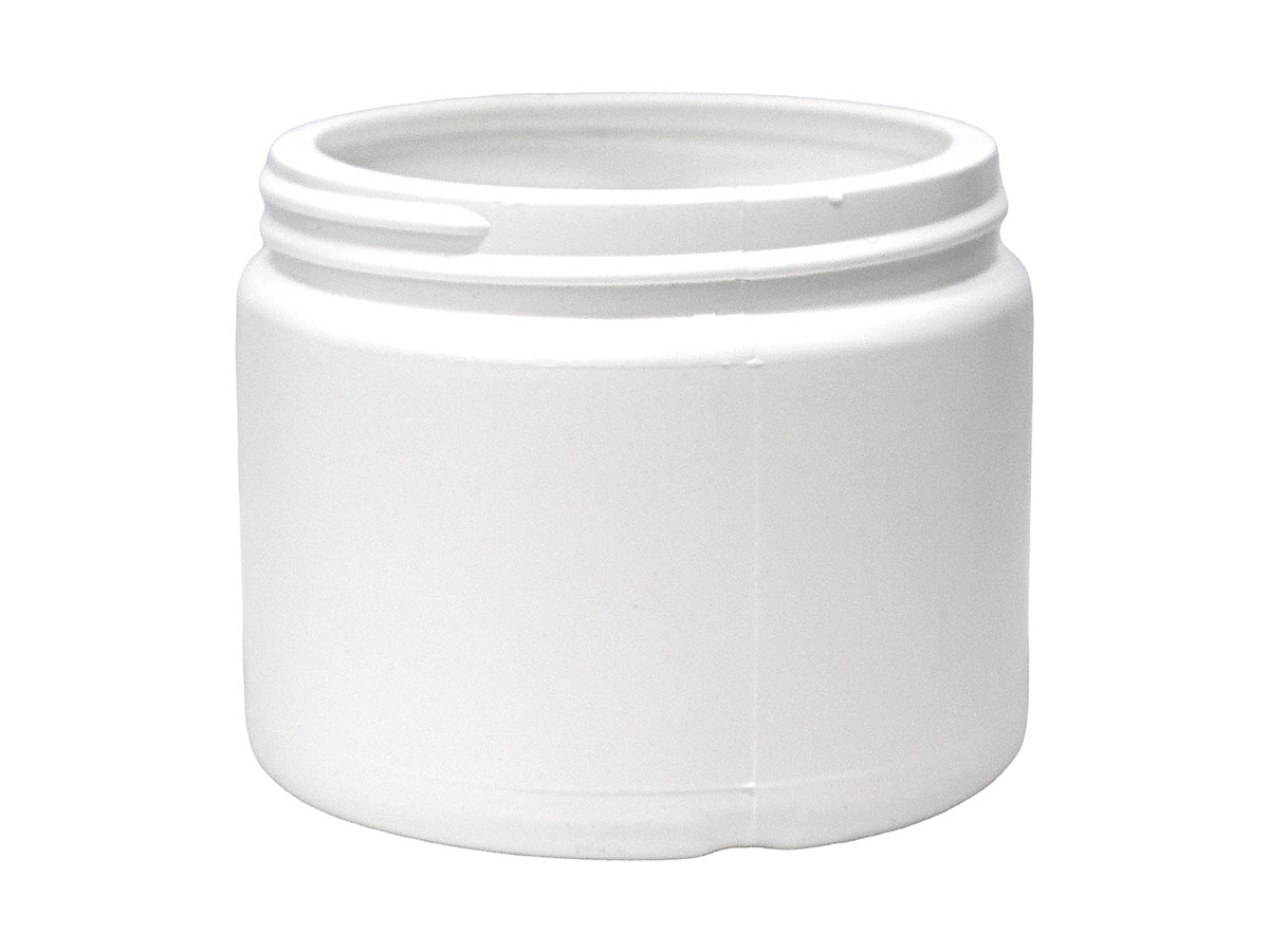 6 oz., 70/400 Finish, White, Jars, HDPE, Single Wall Round, Label Panel