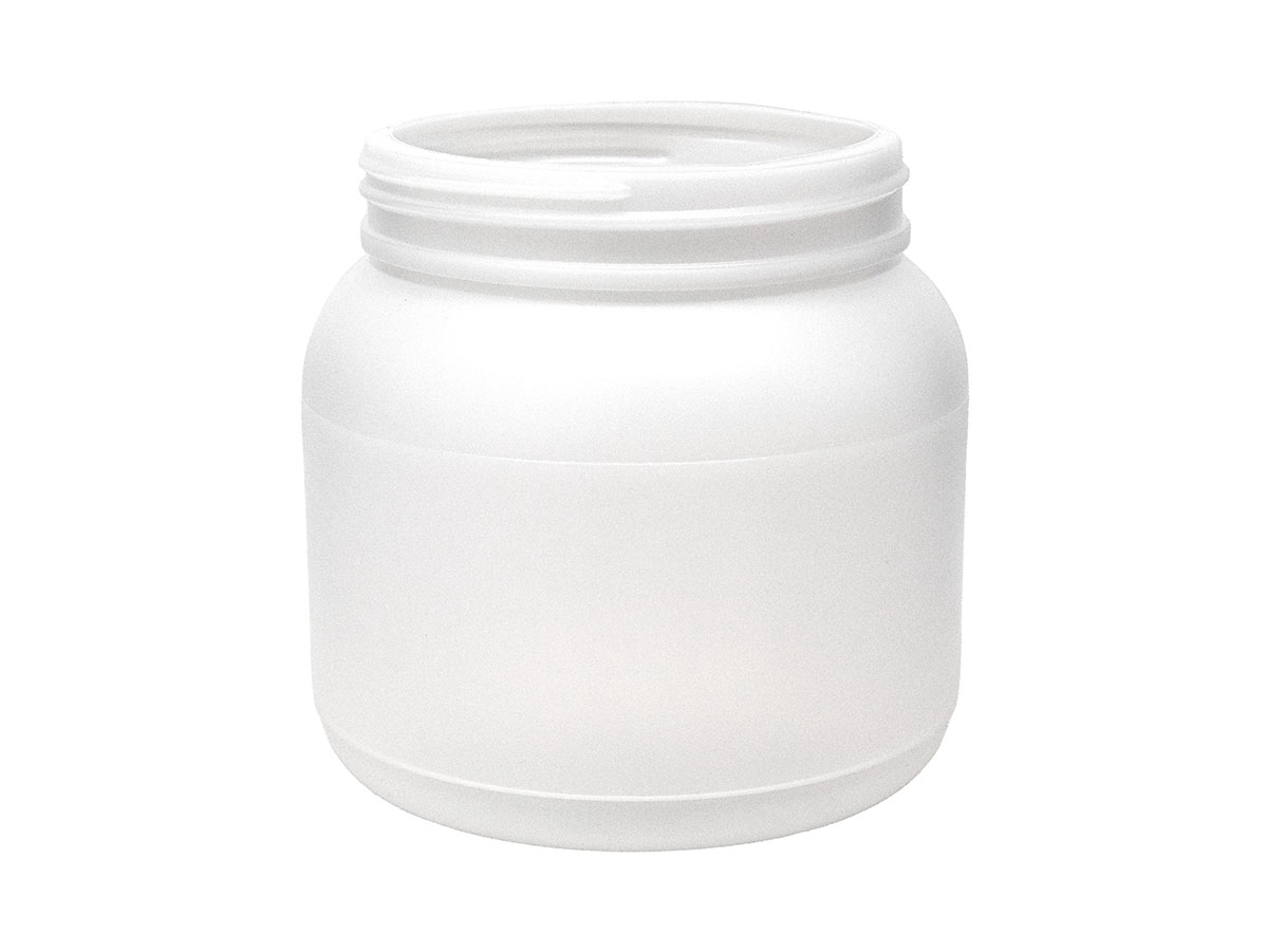 1000 cc, 100/400 Finish, Natural, Jars, HDPE, Single Wall Round, Label Panel