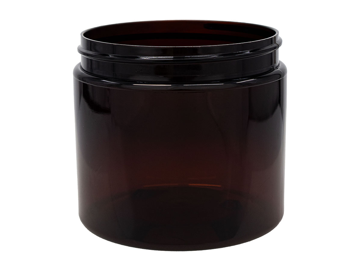 16 oz., 89/400 Finish, Dark Amber, Jars, PET, Straight Sided, Single Wall Round