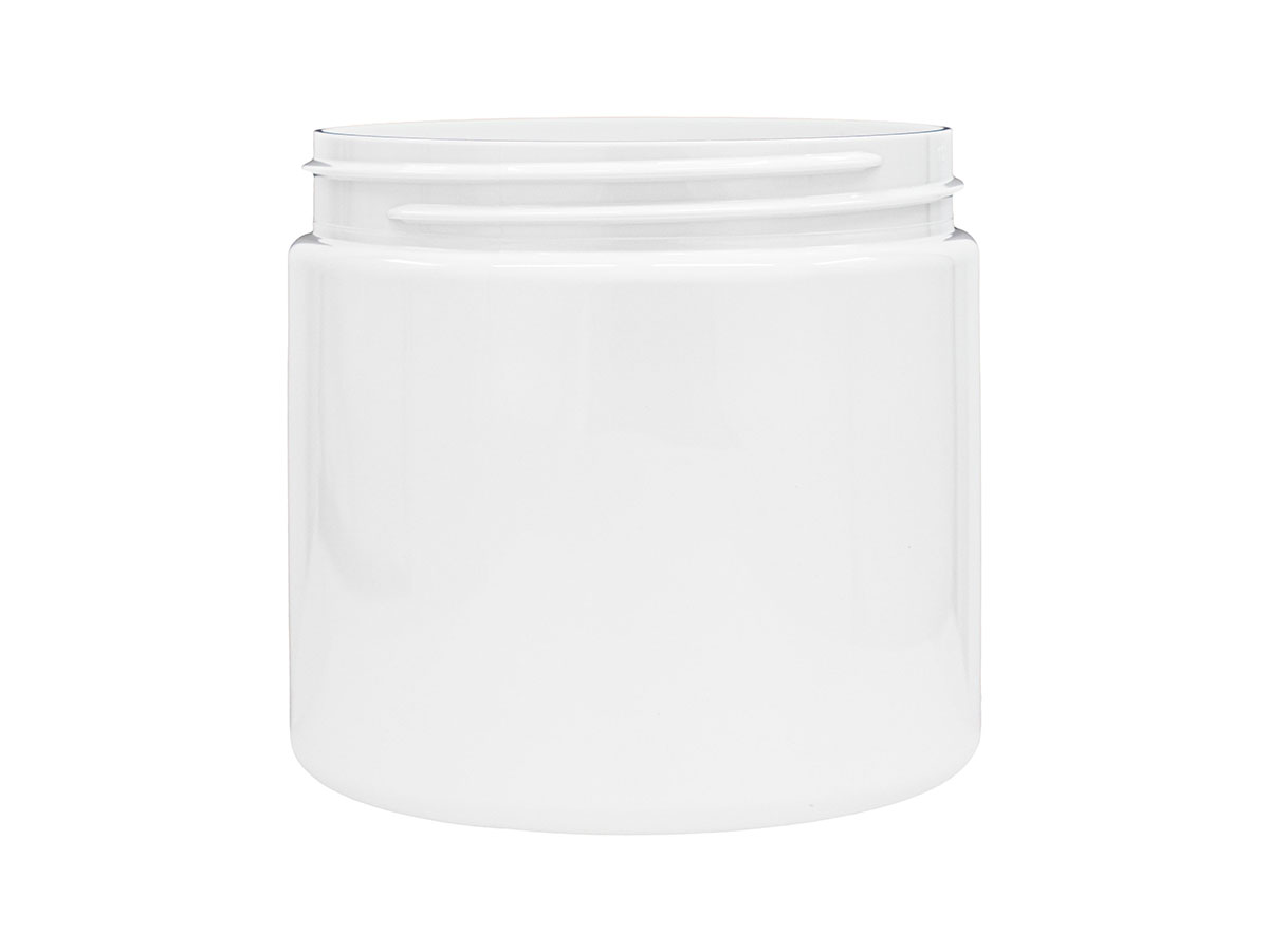 16 oz., 89/400 Finish, White, Jars, PET, Straight Sided, Single Wall Round