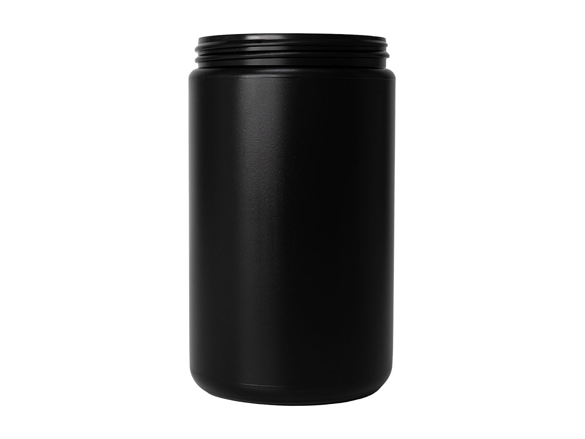 32 oz., 89/400 Finish, Black, Jars, HDPE, Single Wall Round, Label Panel
