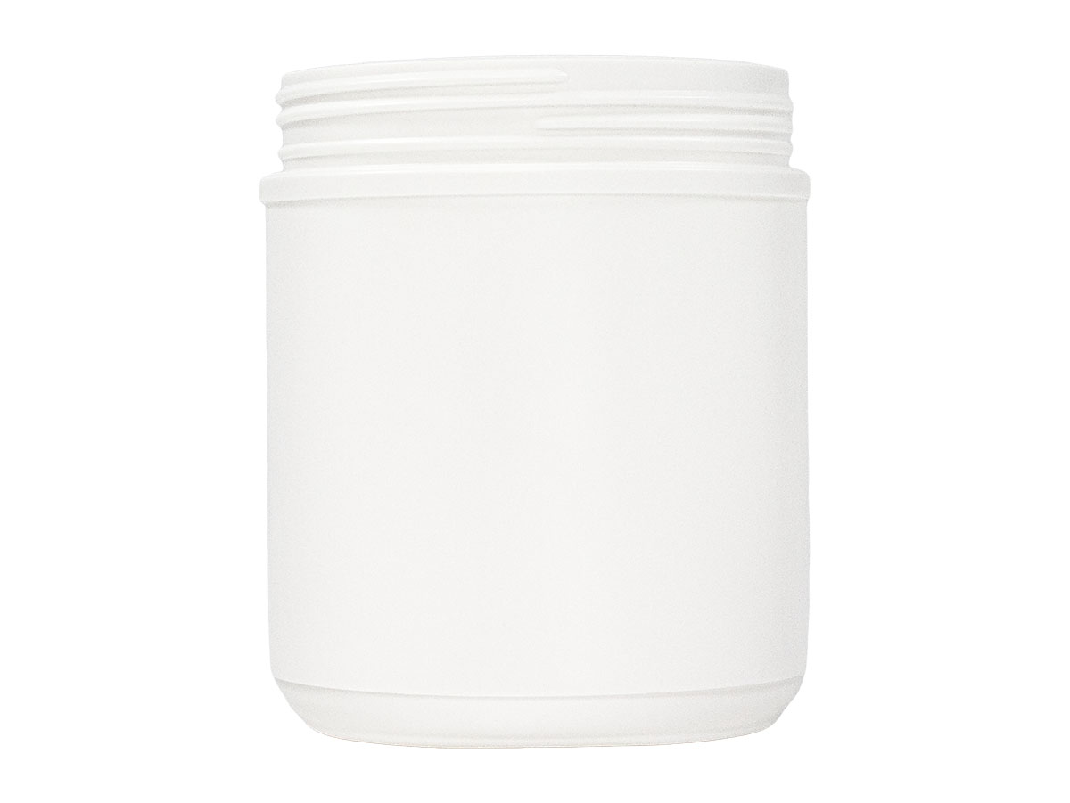 44 oz., 120mm Finish, White, Jars, HDPE, Single Wall Round, Label Panel