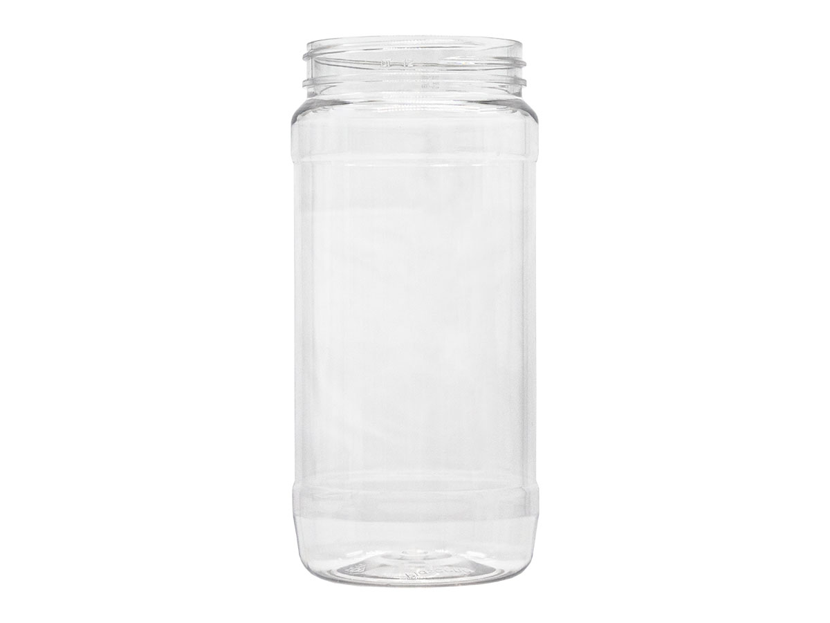 16 oz., 63/400 Finish, Clear, Jars, PET, Spice Style Cylinder Round, Label Panel