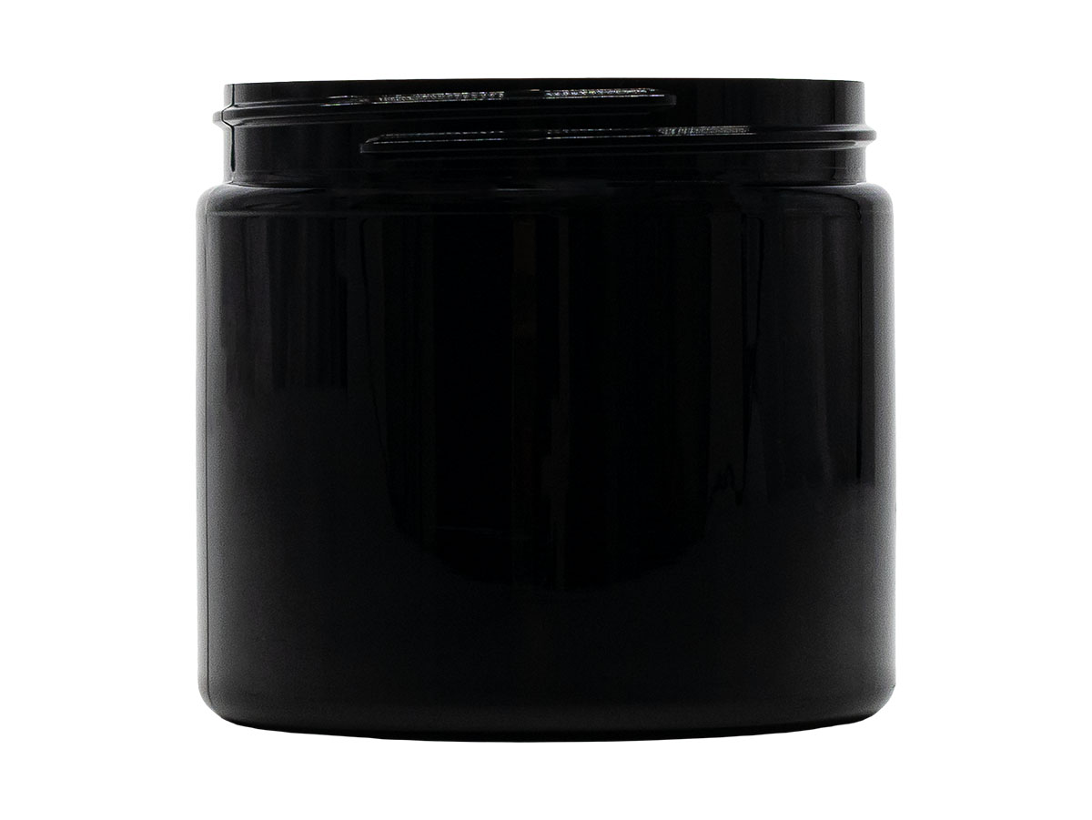 16 oz., 89/400 Finish, Black, Jars, PET, Straight Sided, Single Wall Round