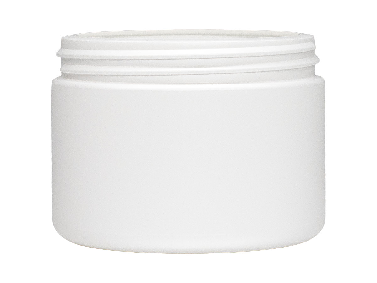 12 oz., 89/400 Finish, White, Jars, HDPE, Single Wall Round, Label Panel