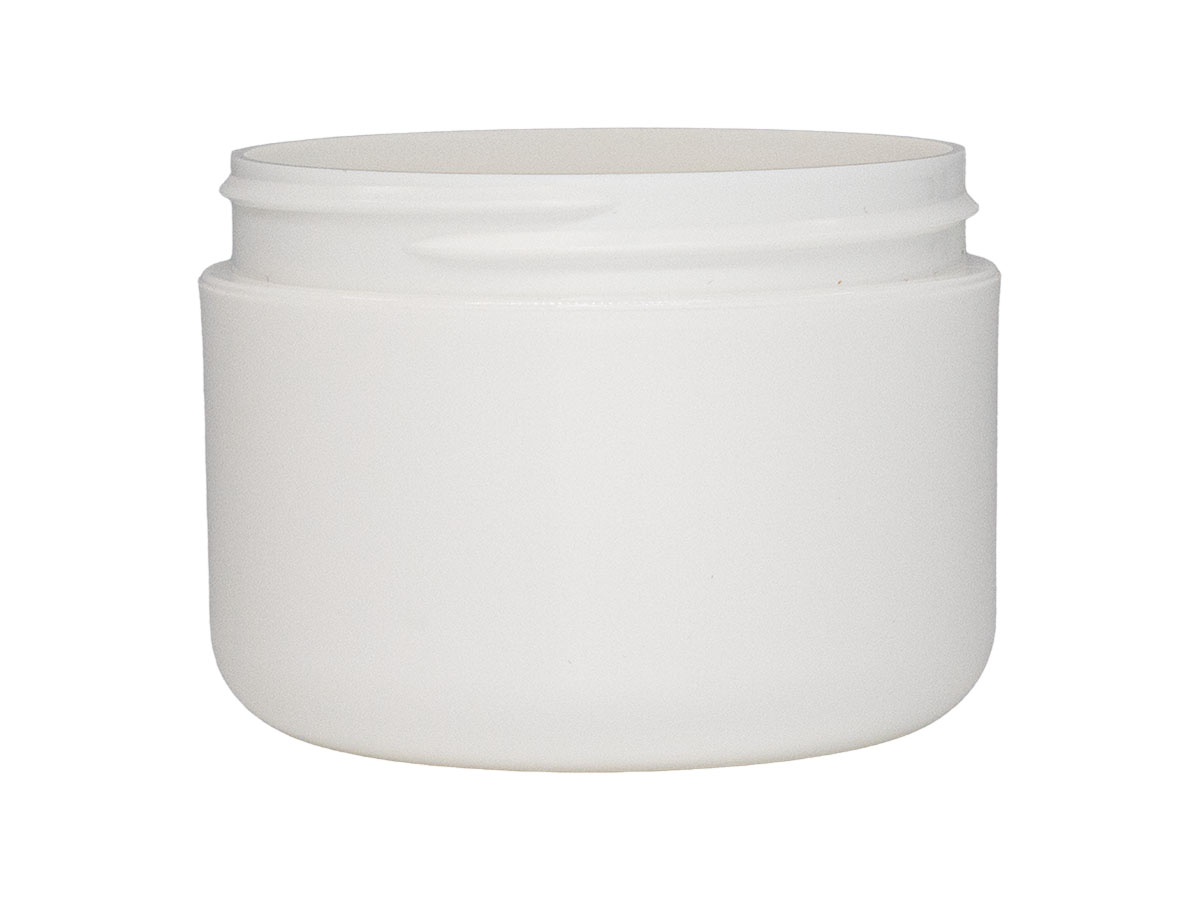 8 oz., 89/400 Finish, White, Jars, PP, Double Wall Round, Round Base