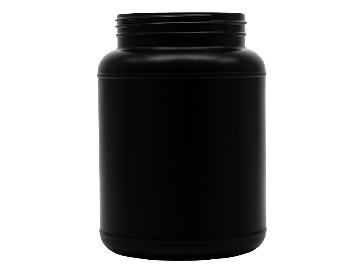 2500 cc, 110/400 Finish, Black, Jars, HDPE, Single Wall Round, Label Panel