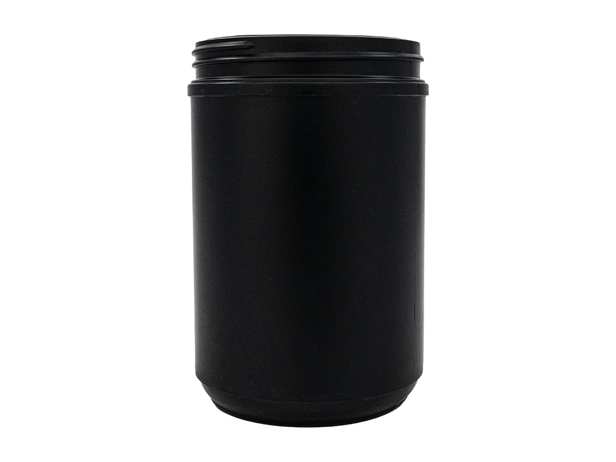 40 oz., 100/400 Finish, Black, Jars, HDPE, Single Wall Round, Label Panel