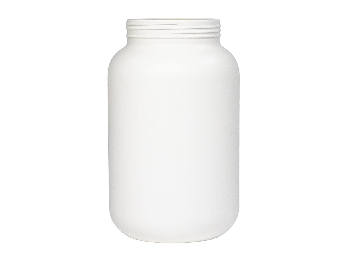 1 Gallon, 110mm Finish, White, Jars, HDPE, Single Wall Round, Label Panel