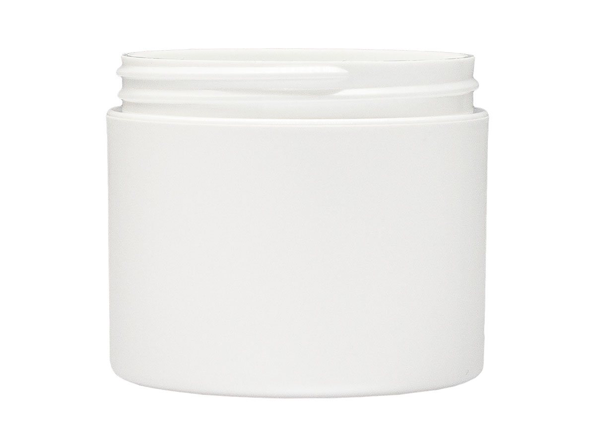 4 oz., 70/400 Finish, White, Jars, PP, Double Wall Round, Square Base