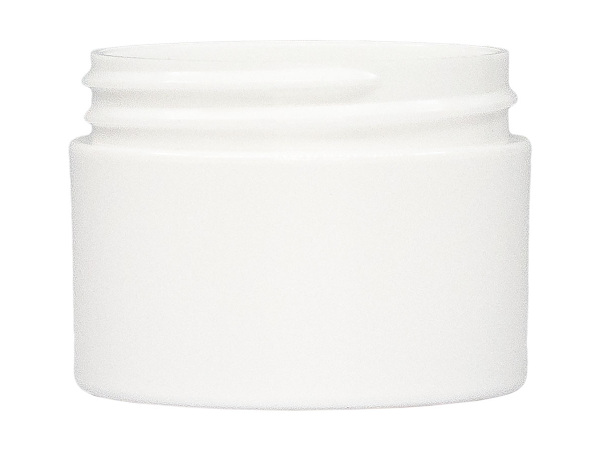 1 oz., 53/400 Finish, White, Jars, PP, Double Wall Round, Square Base