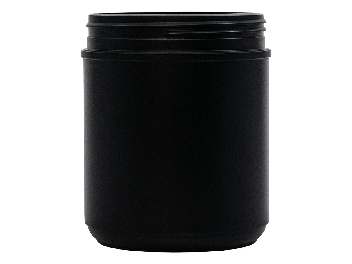 55 oz., 120mm Finish, Black, Jars, HDPE, Single Wall Round, Label Panel