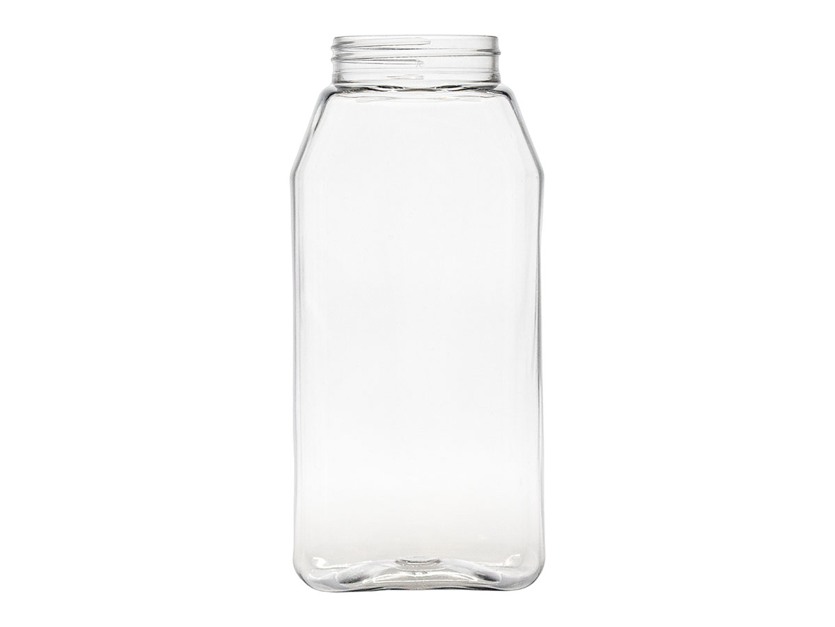 32 oz., 63/485 Finish, Clear, Jars, PET, Spice Style Oblong, Label Panel