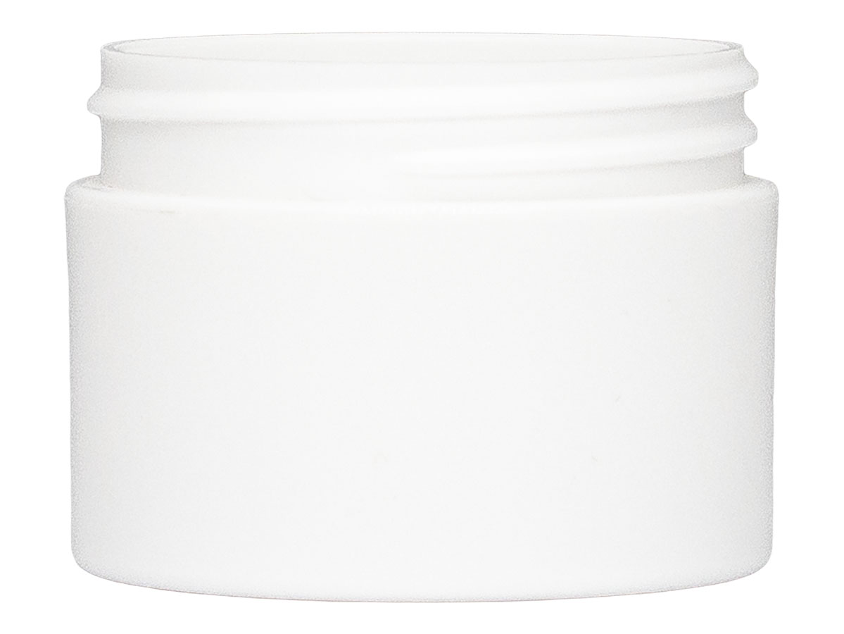 1 oz., 53/400 Finish, White, Jars, PP, Double Wall Round, Square Base
