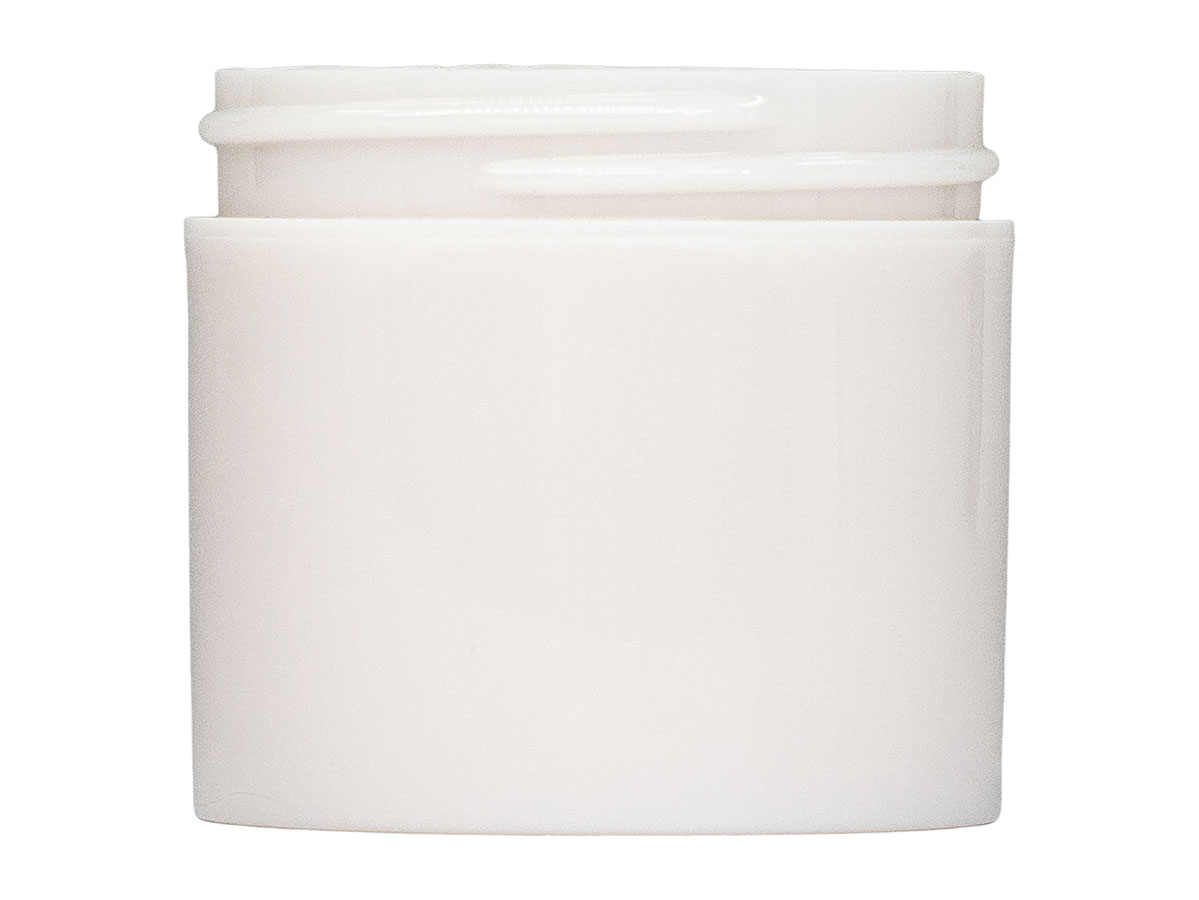 2 oz., 58/400 Finish, White, Jars, PP, Double Wall Round, Square Base