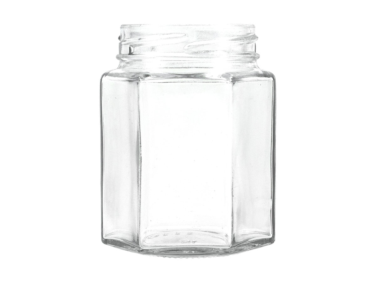 190 mL, 58mm 4 Lug Finish, Flint, Jars, Glass, Hexagon