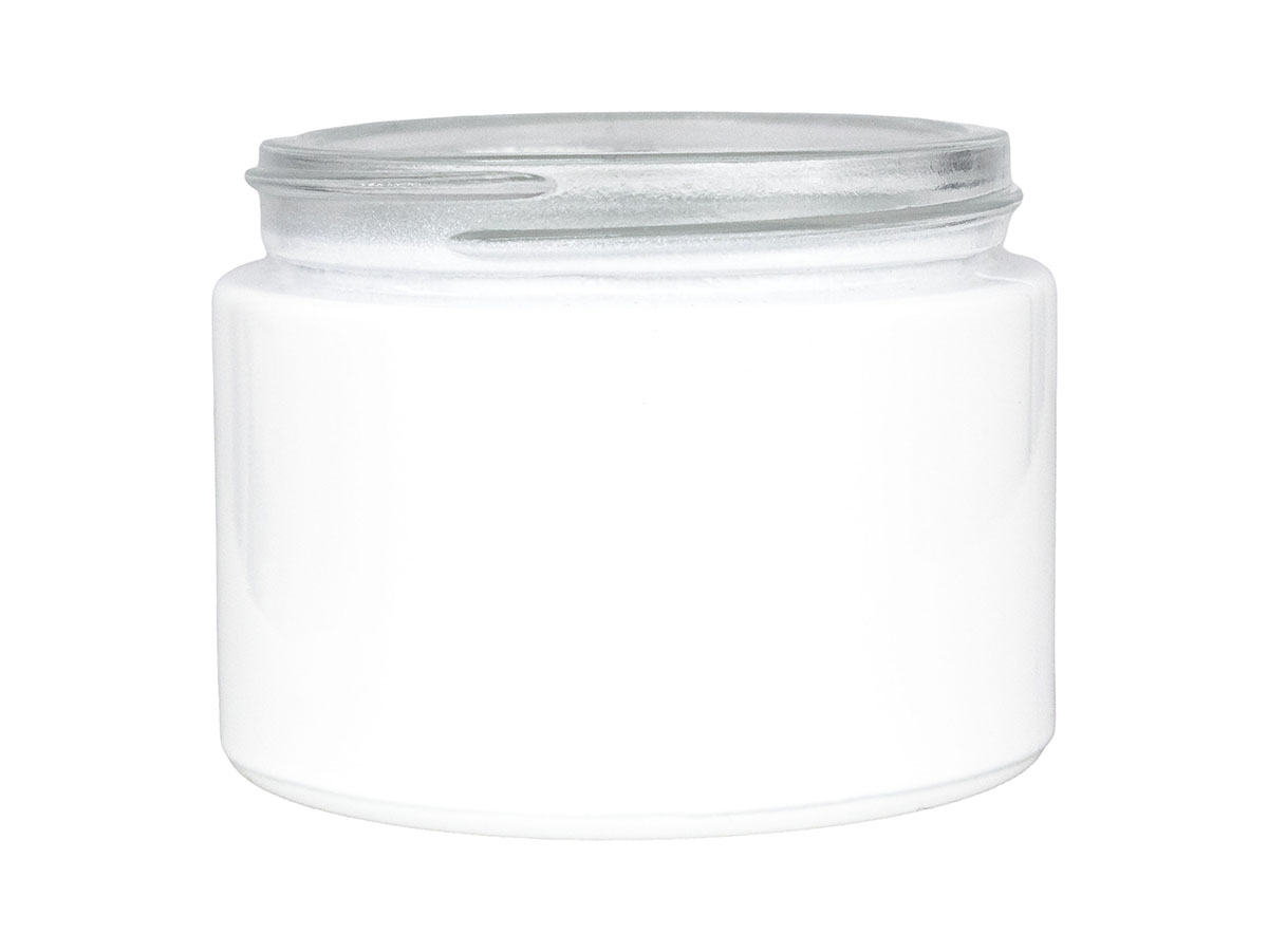 50 mL, 58/400 Finish, White, Jars, Glass, Round, Spray Coated