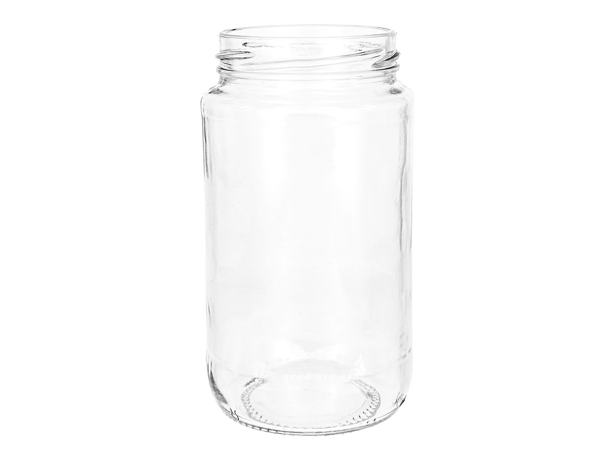 14 oz., 63mm 4 Lug Finish, Flint, Jars, Glass, Round, Label Panel