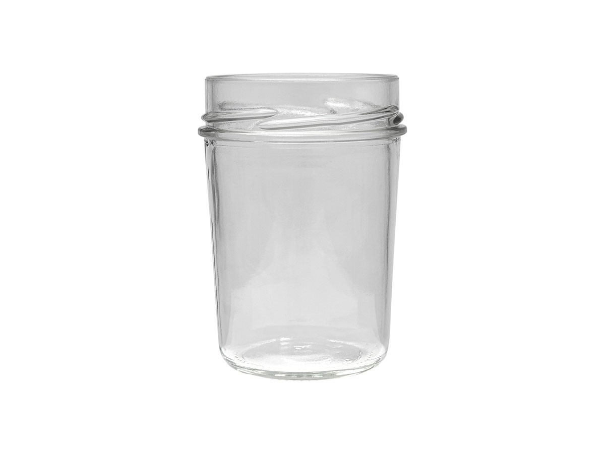 8 oz., 70mm 4 Lug Finish, Flint, Jars, Glass, Jelly Style Reverse Tapered Round