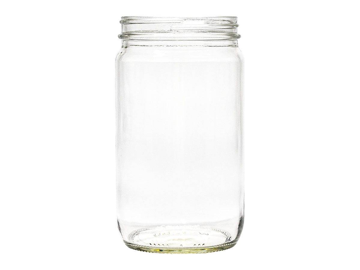 32 oz., 89/400 Finish, Flint, Jars, Glass, Round