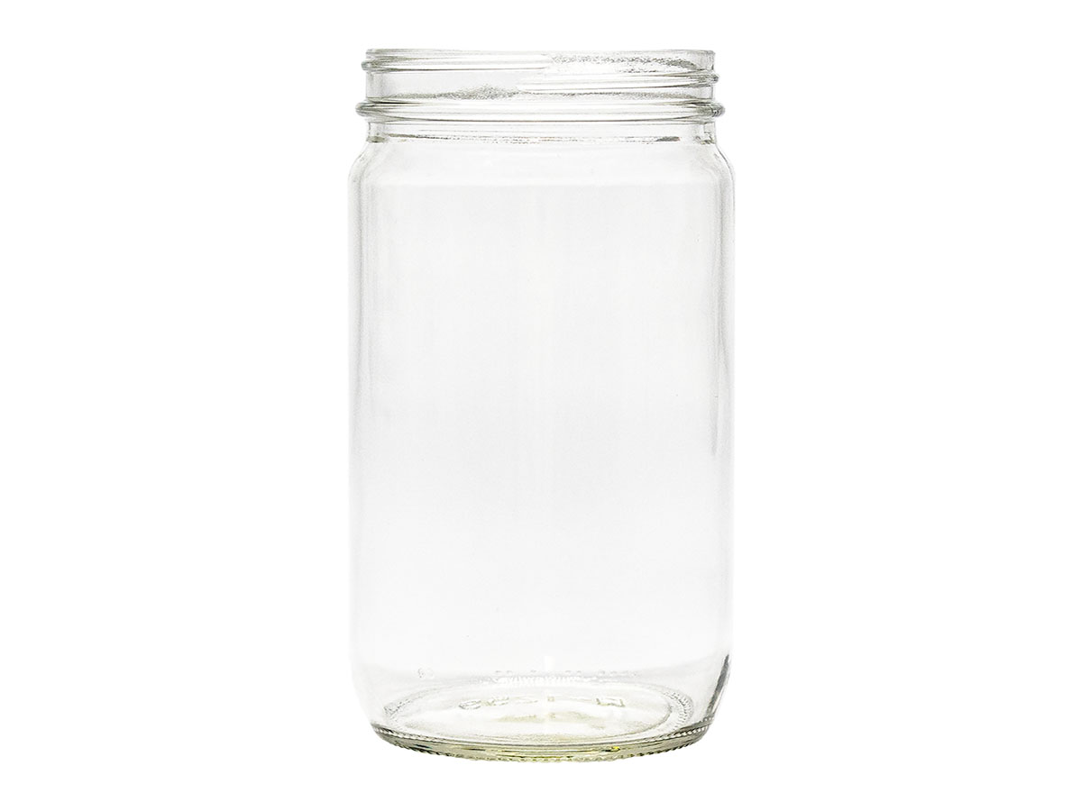 32 oz., 89/400 Finish, Flint, Jars, Glass, Round