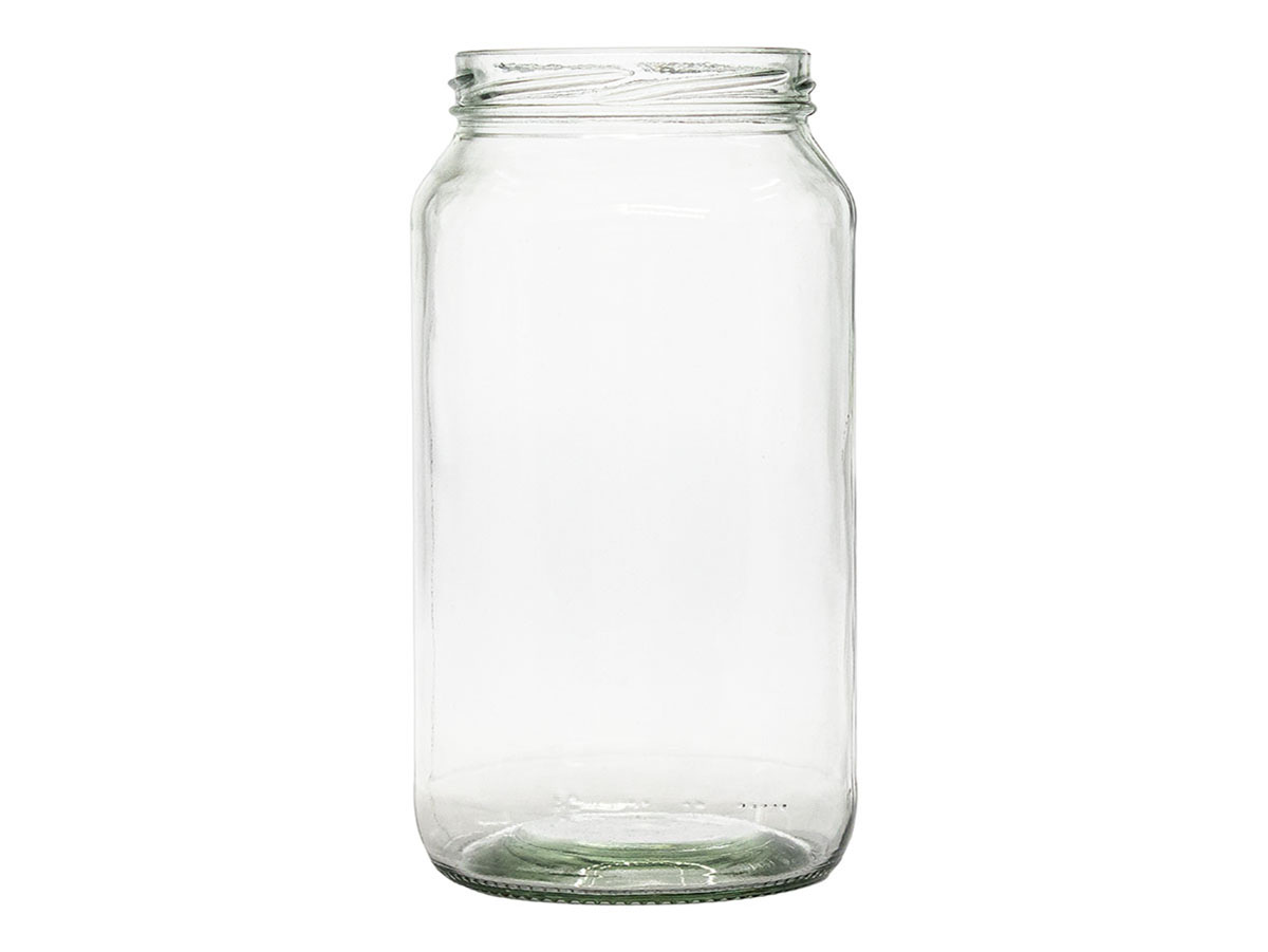 34 oz., 82mm 6 Lug Finish, Flint, Jars, Glass, Round, Label Panel
