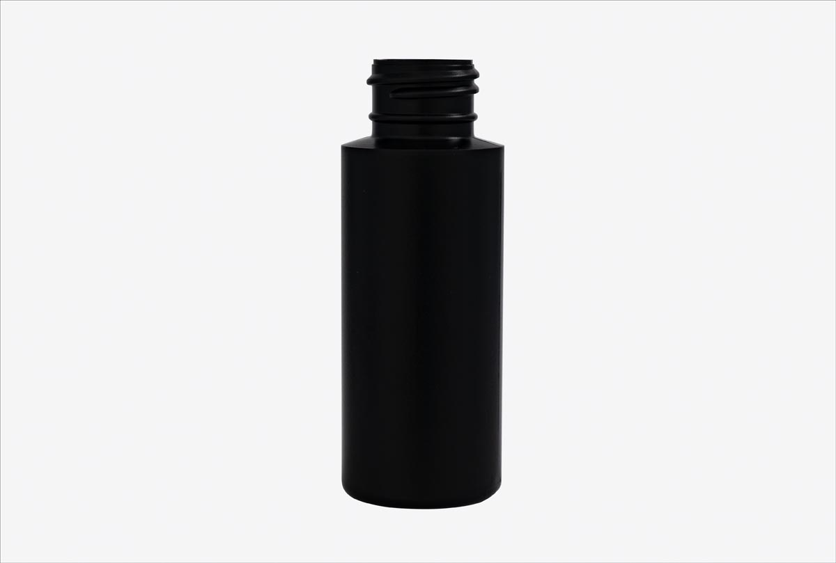 2 oz., 24/410 Finish, Black, Bottles, HDPE, Cylinder Round