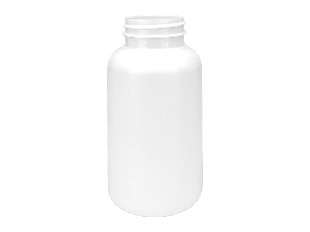 300 cc, 45/400 Finish, White, Bottles, HDPE, Round Packer
