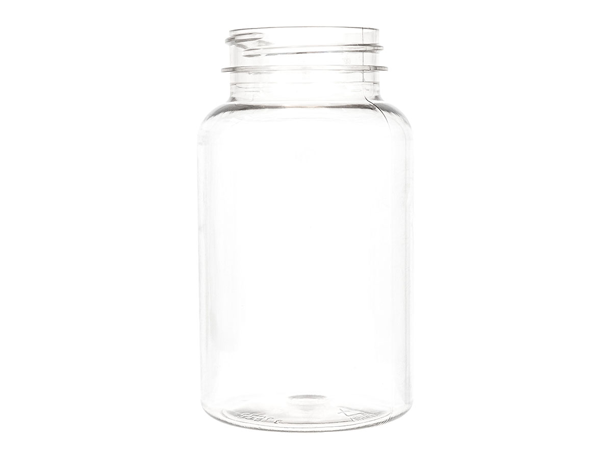 225 cc, 45/400 Finish, Clear, Bottles, PET PCR, Round Packer