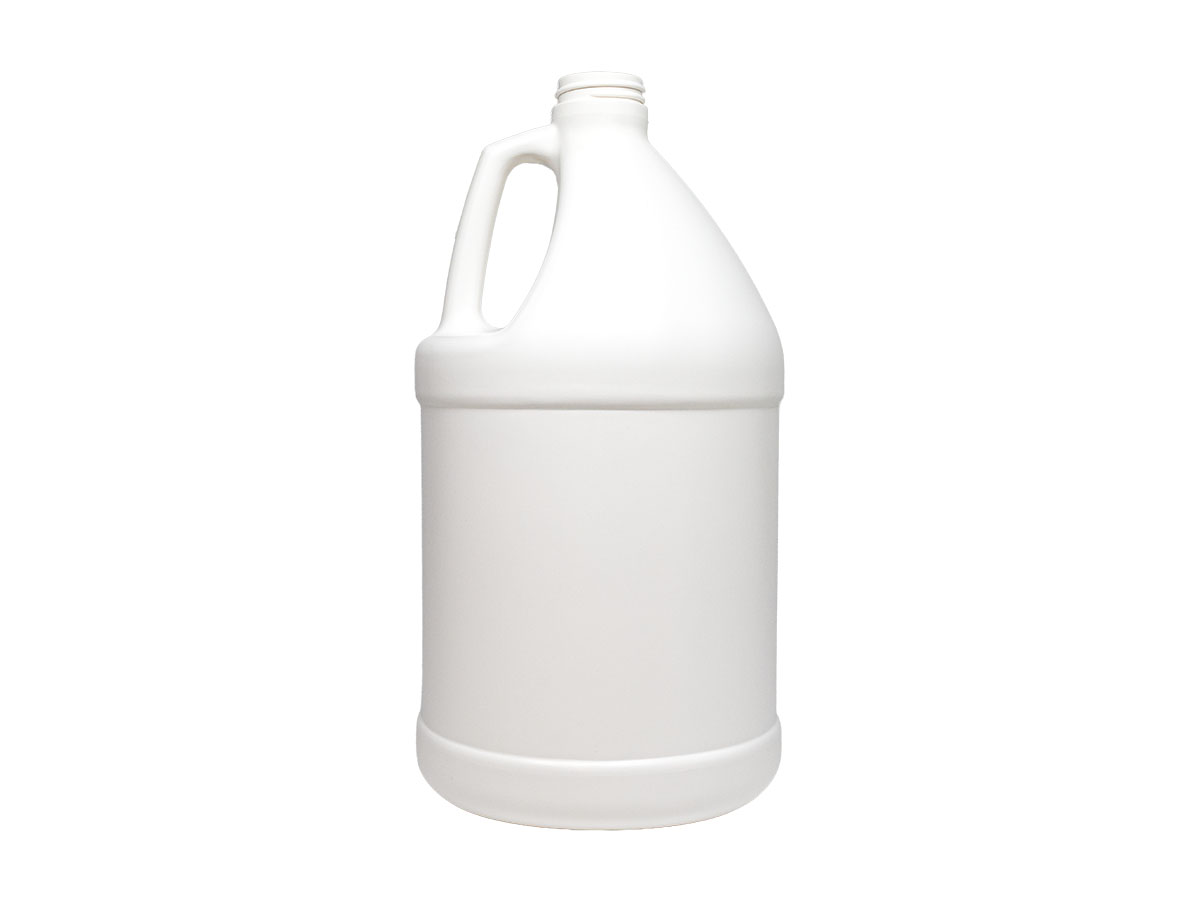 1 Gallon, 38/400 Finish, White, Bottles, HDPE, Round Handleware, Label Panel