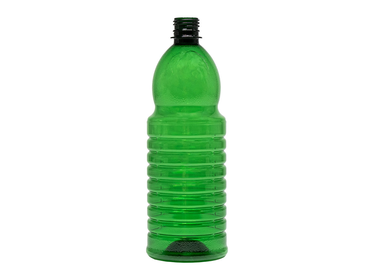 32 oz., 28mm TE Finish, Green, Bottles, PET, Lime Juice Style Round, Label Panel