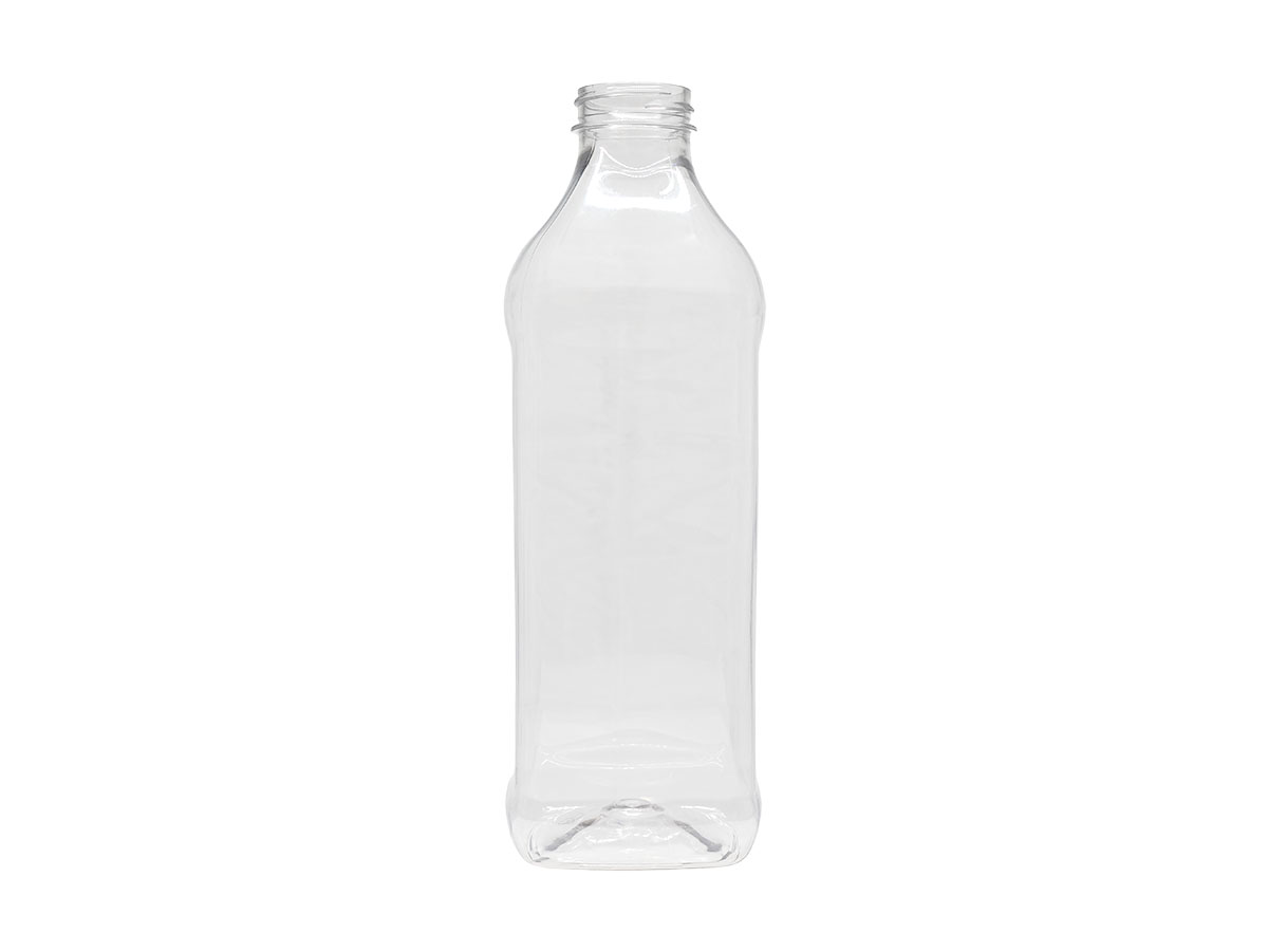1 Liter, 38/400 Finish, Clear, Bottles, PET, Square, Olive Oil Style, Label Panel