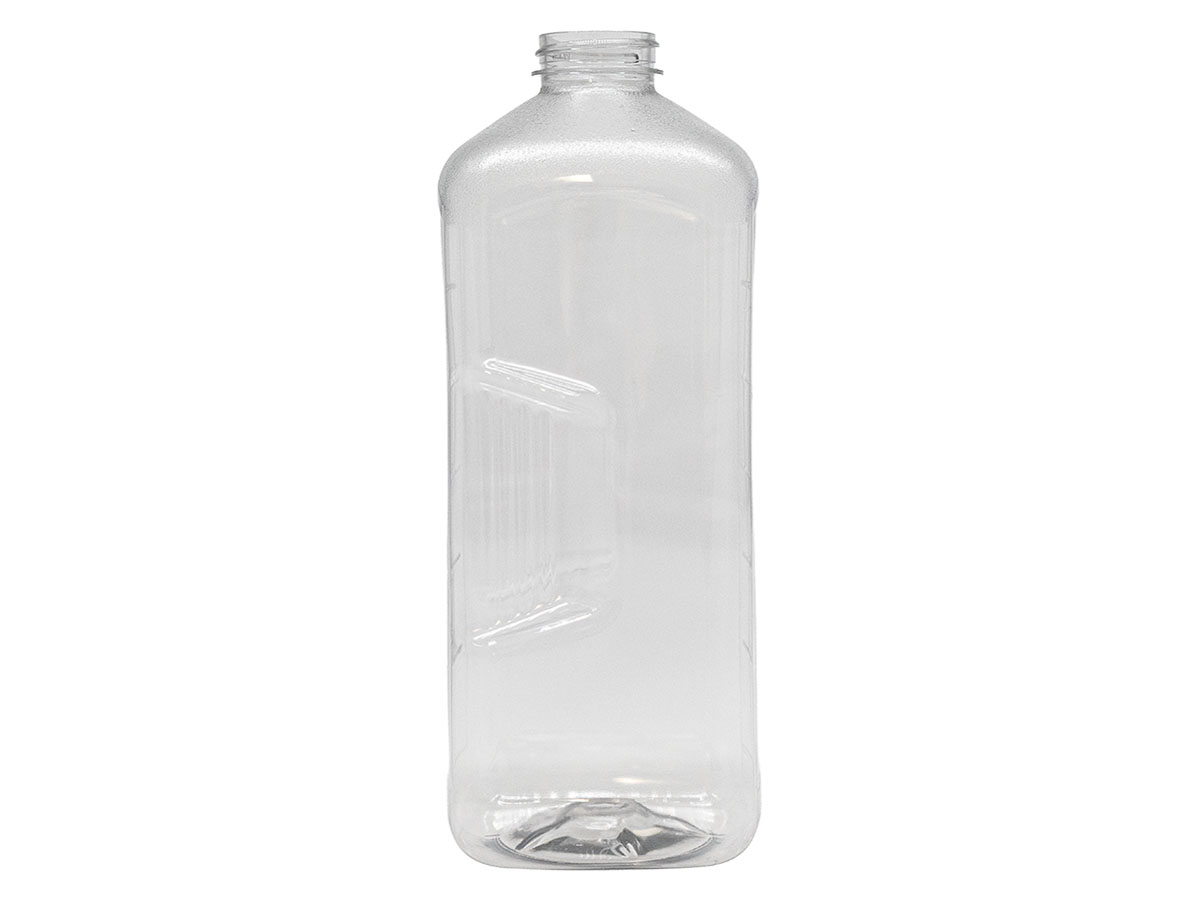 57 oz., 38/400 Finish, Clear, Bottles, PET, Square, Label Panel