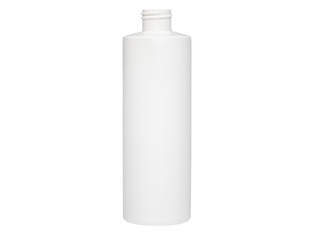 8 oz., 24/410 Finish, White, Bottles, HDPE, Cylinder Round