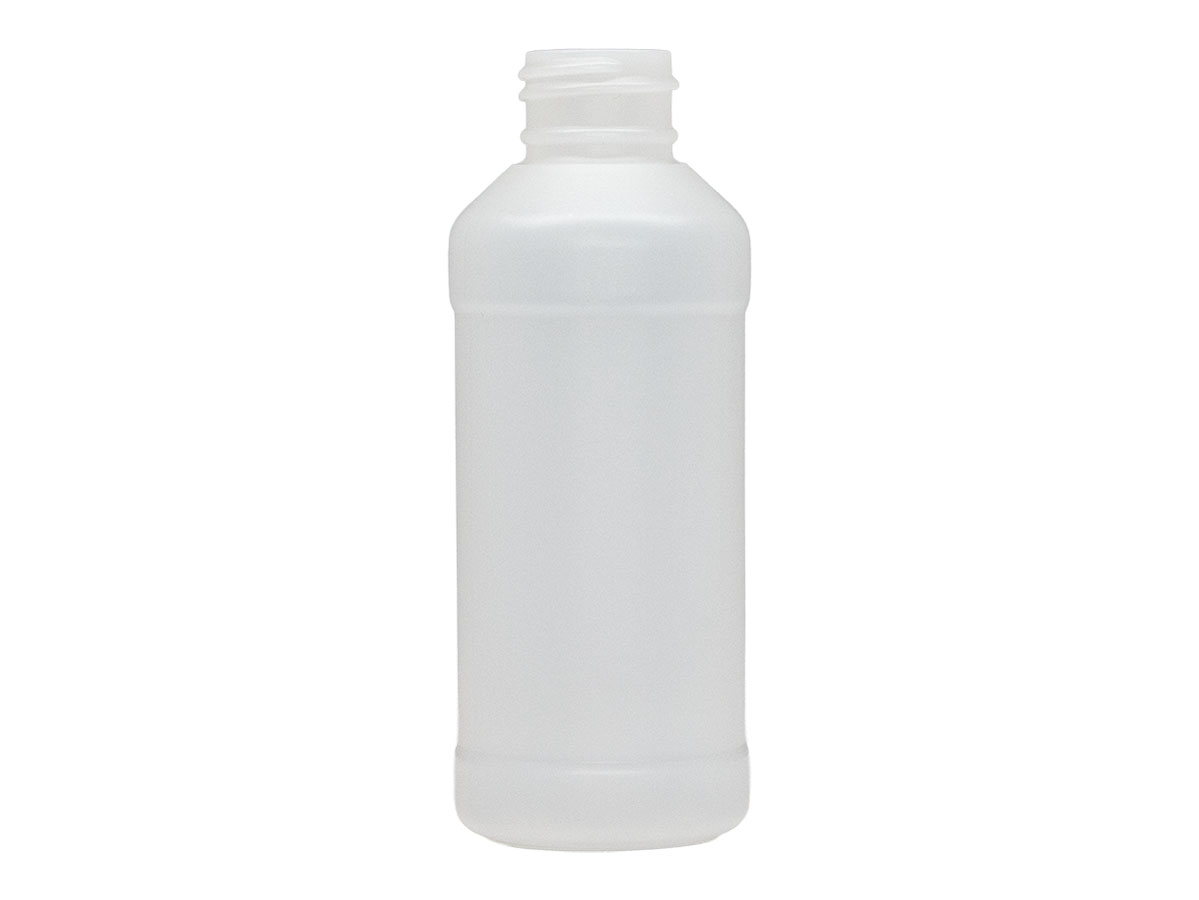 4 oz., 24/410 Finish, Natural, Bottles, HDPE, Modern Round, Label Panel