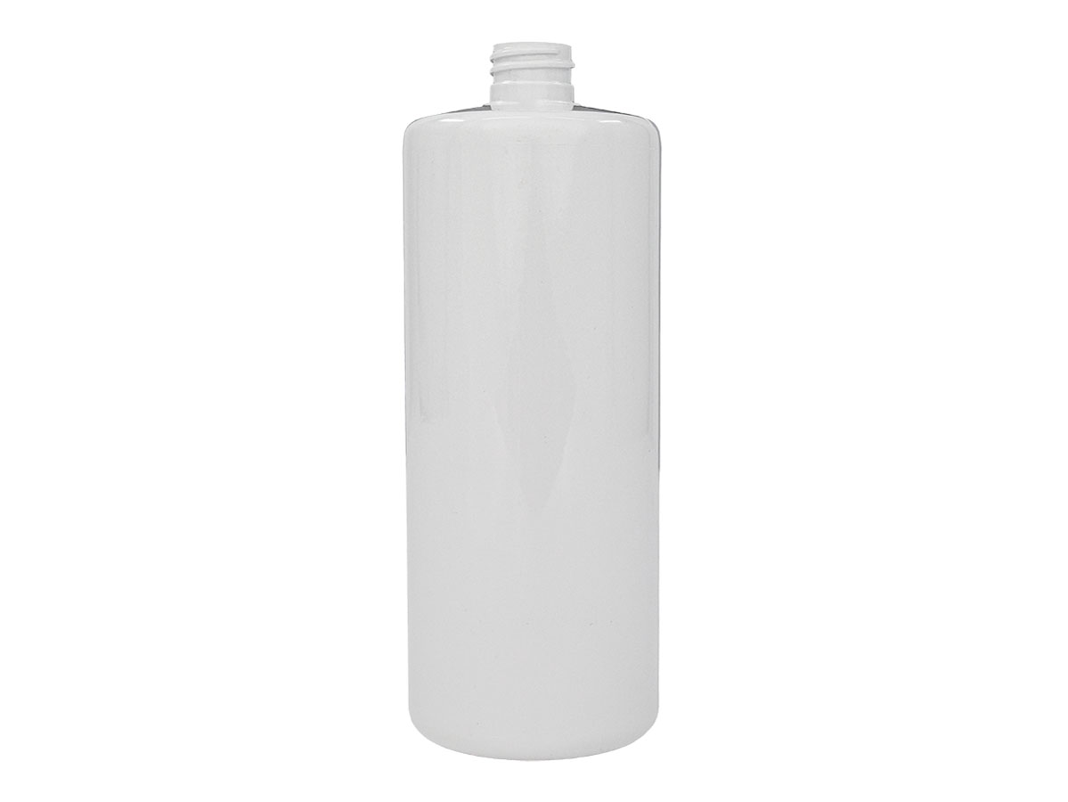 32 oz., 28/410 Finish, White, Bottles, PVC, Cylinder Round