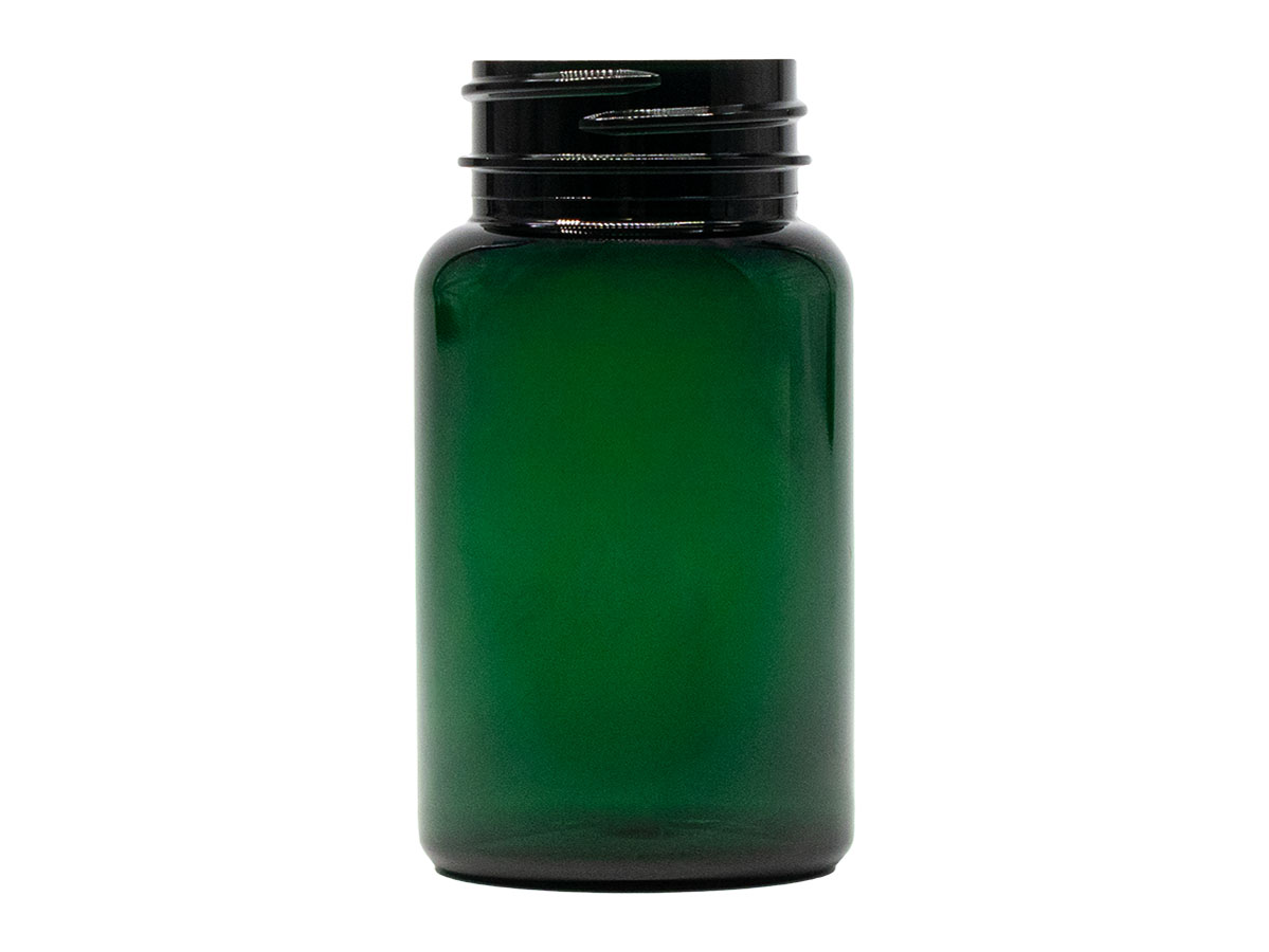 100 cc, 38/400 Finish, Green, Bottles, PET PCR, Round Packer