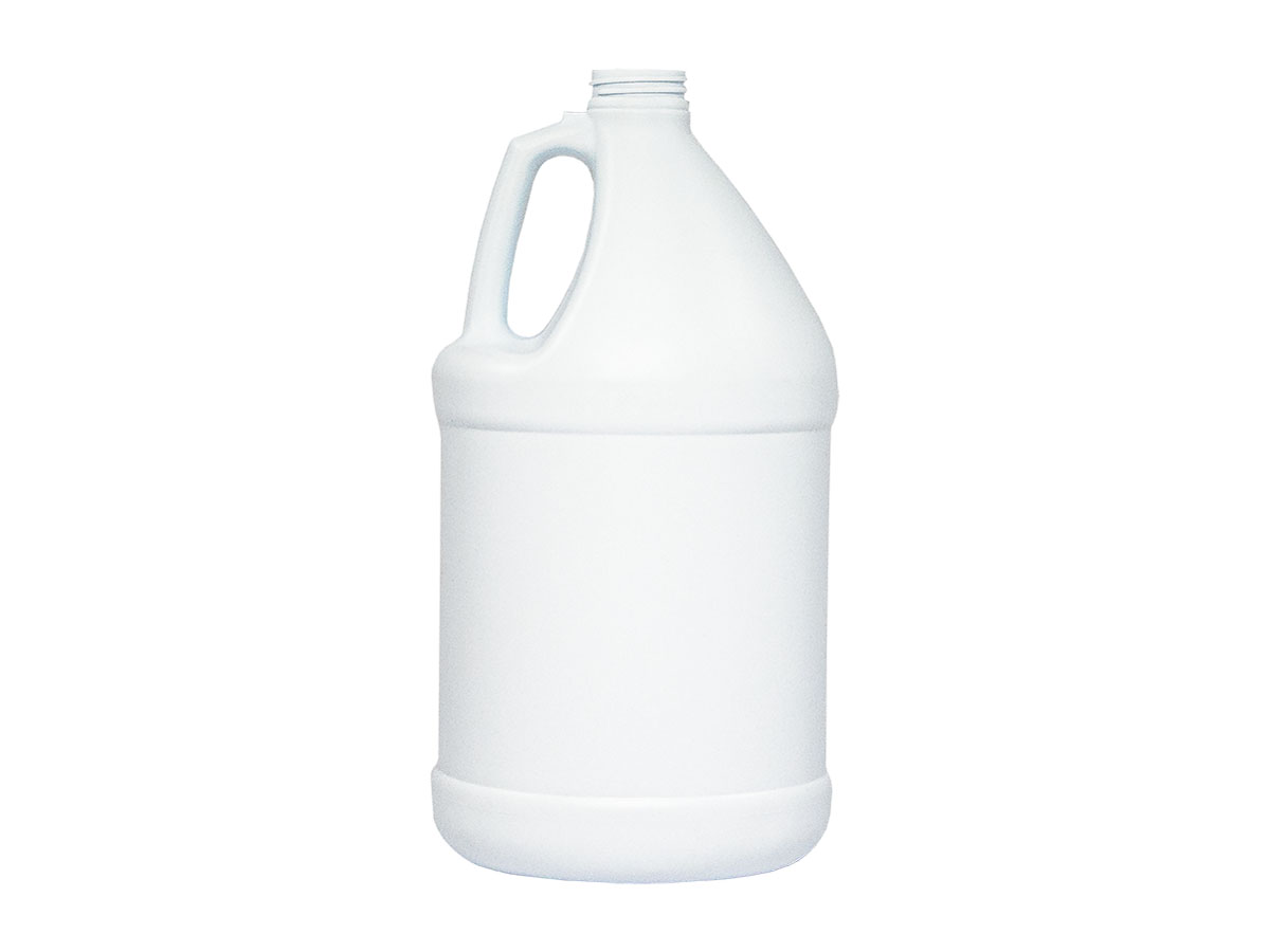1 Gallon, 38/400 Finish, White, Bottles, HDPE, Round Handleware, Label Panel