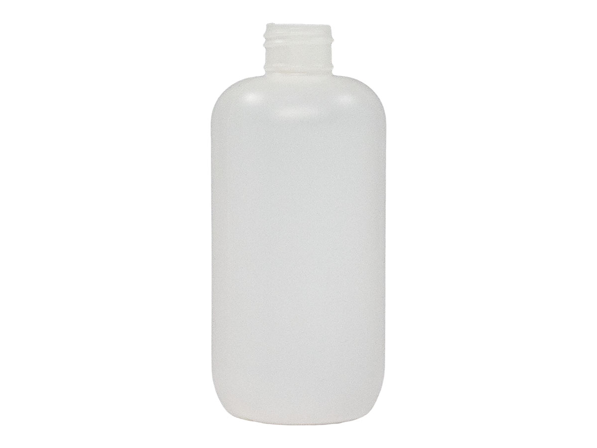 8 oz., 24/410 Finish, Natural, Bottles, HDPE, Boston Round