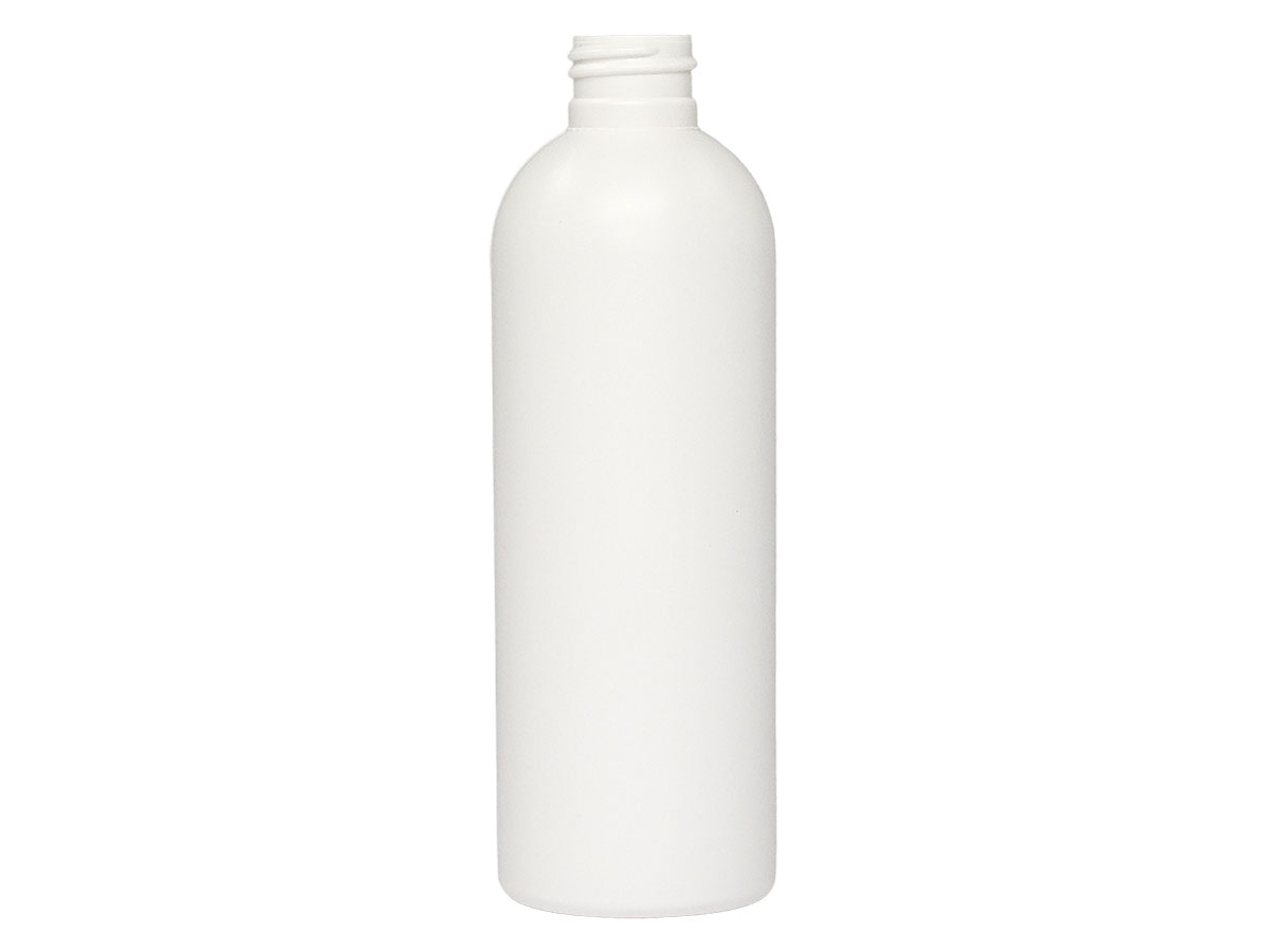 8 oz., 24/410 Finish, White, Bottles, HDPE, Bullet
