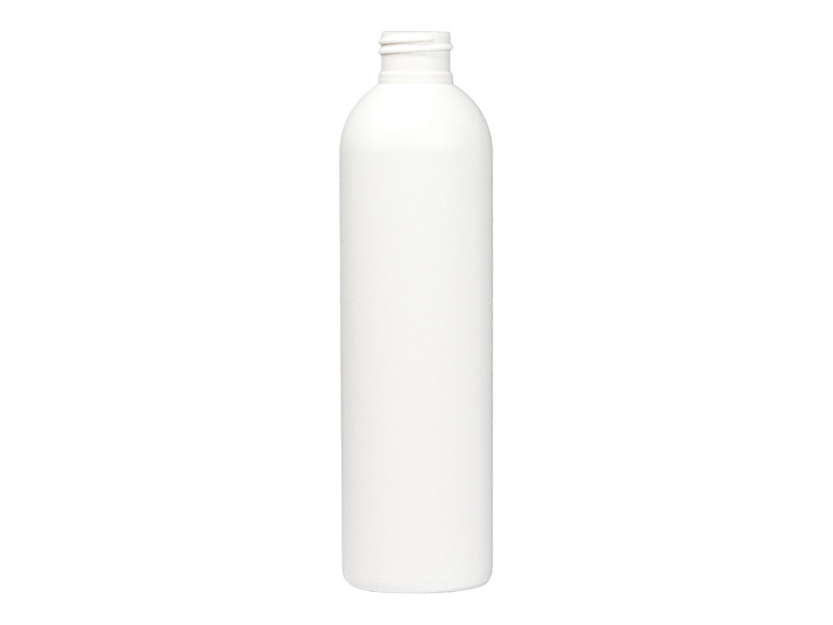 8 oz., 24/410 Finish, White, Bottles, HDPE, Bullet