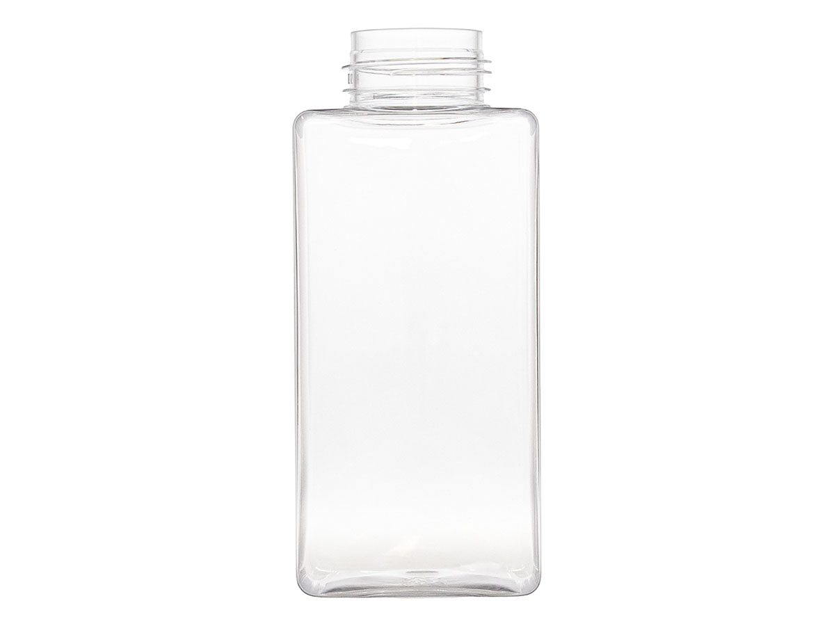 500 mL, 43mm Finish, Clear, Bottles, PET, Square