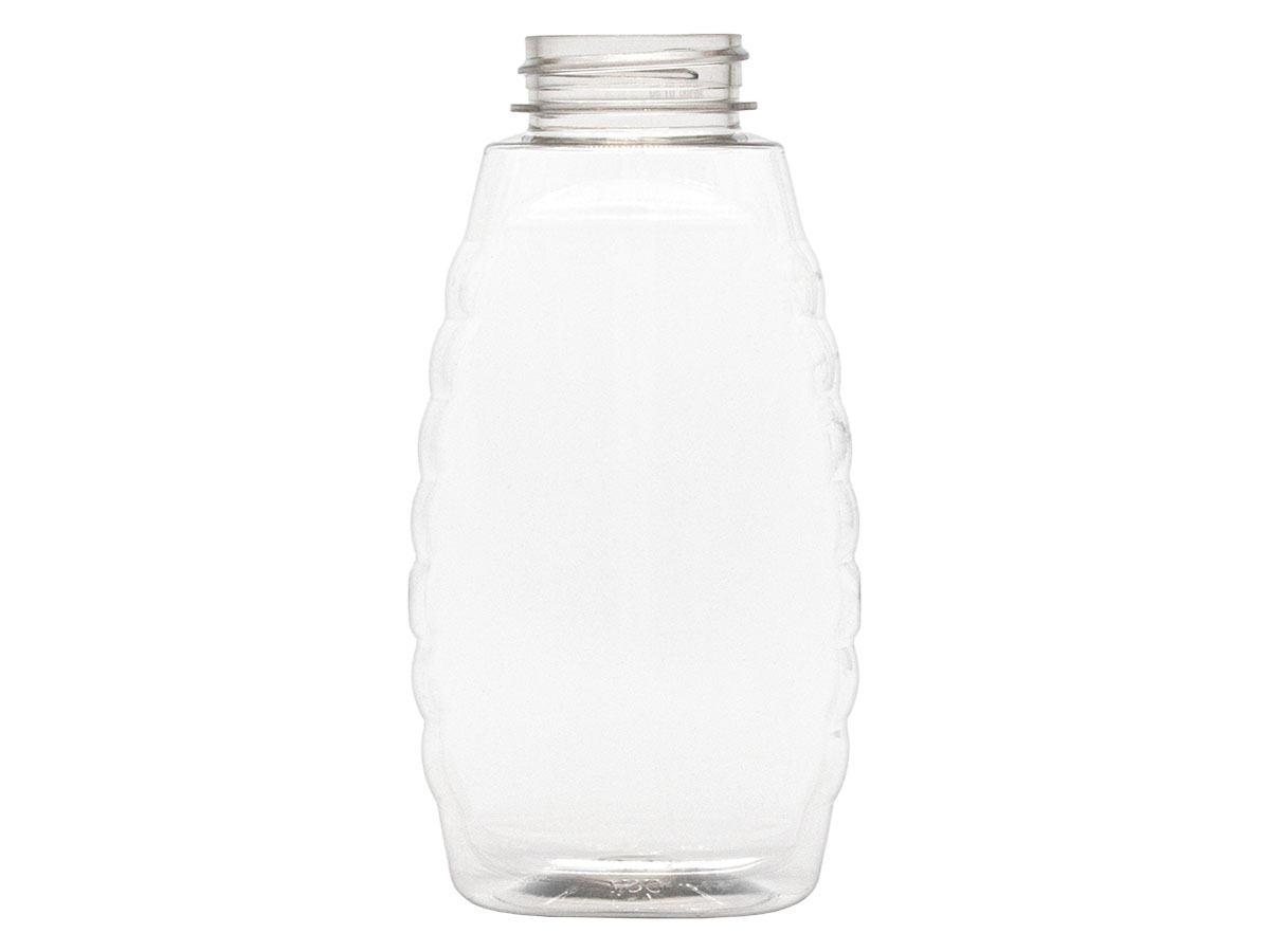 12 oz., 38/400 Finish, Clear, Bottles, PET, Tapered Oval, Ribbed Sides, Label Panel