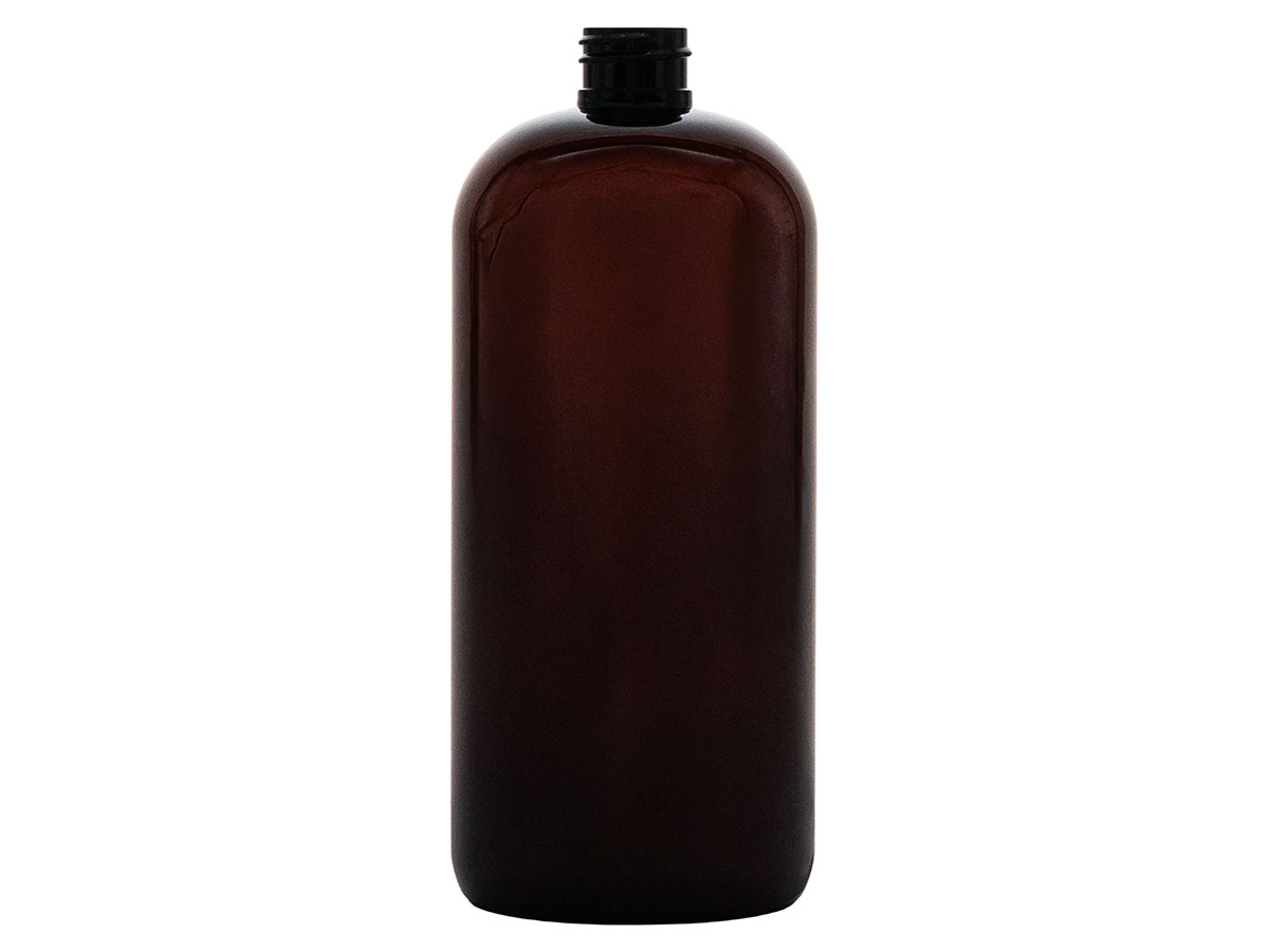 32 oz., 28/410 Finish, Amber, Bottles, PET, Boston Round