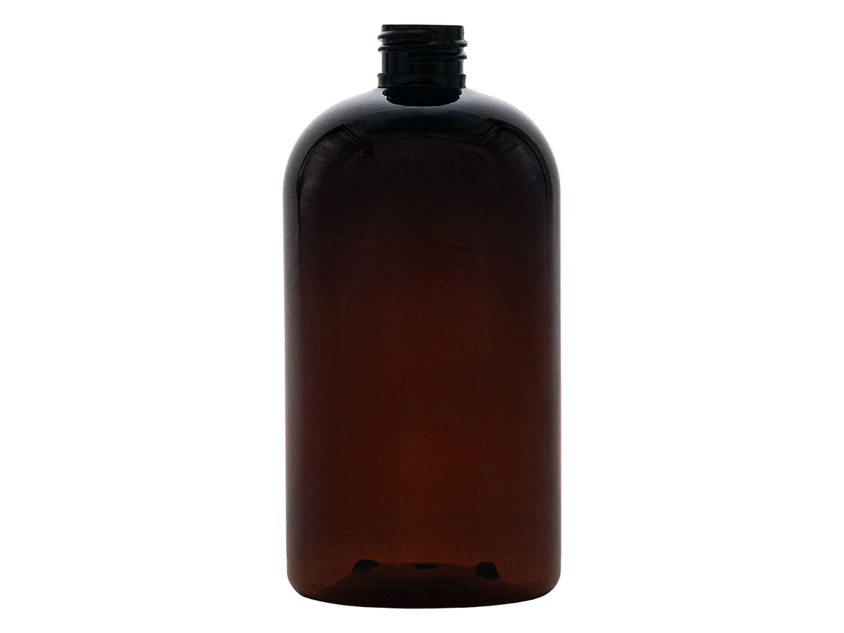 16 oz., 24/410 Finish, Amber, Bottles, PET, Boston Round