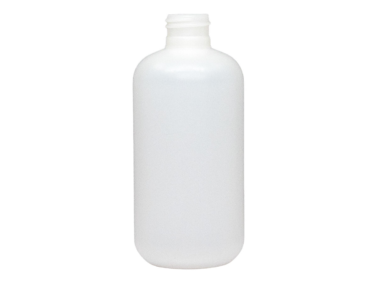 8 oz., 24/410 Finish, Natural, Bottles, HDPE, Boston Round