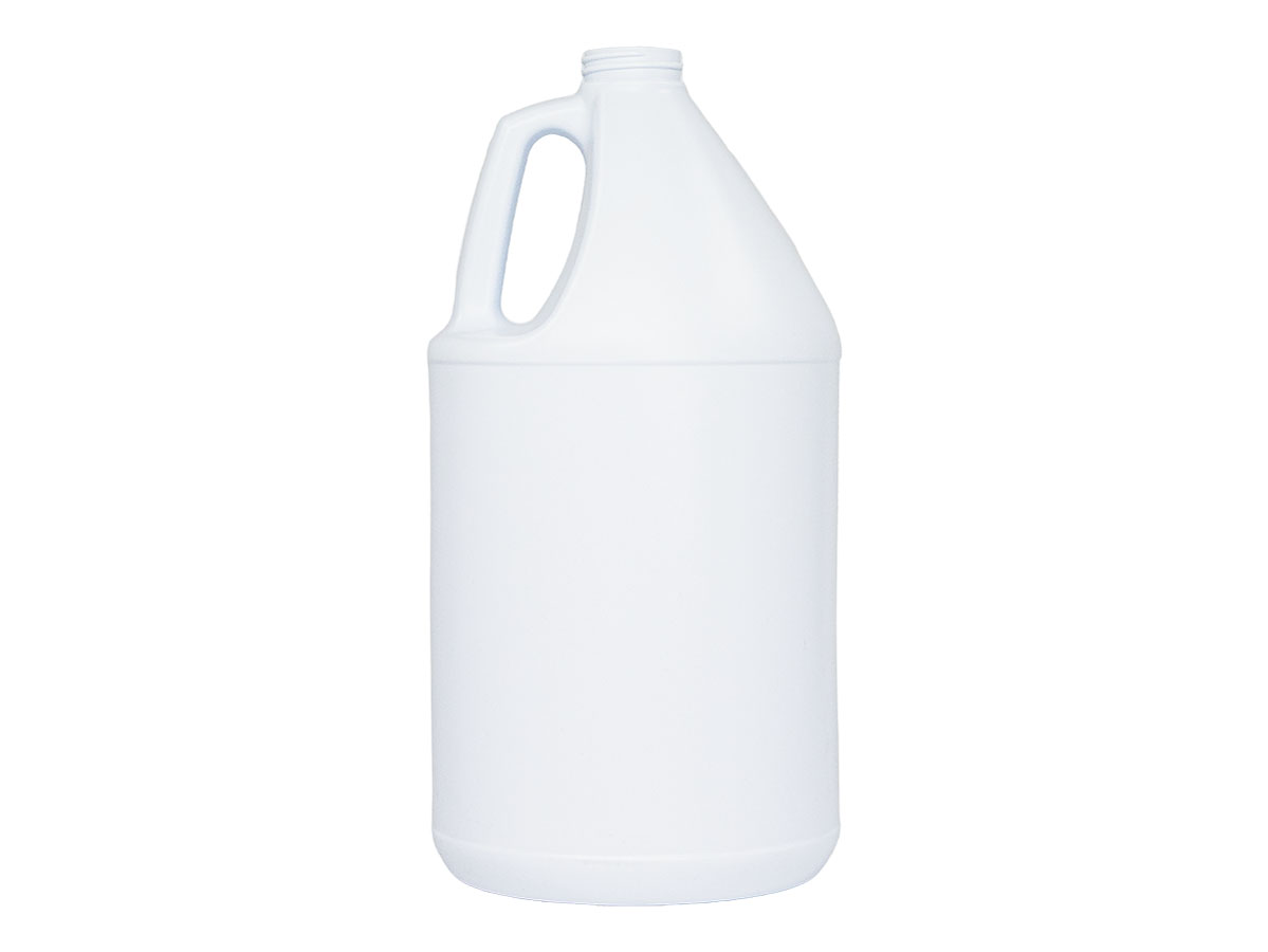 1 Gallon, 38/400 Finish, White, Bottles, HDPE, Round Handleware, Label Panel