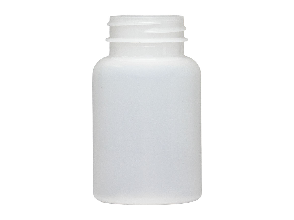 120 cc, 38/400 Finish, Natural, Bottles, HDPE, Round Packer