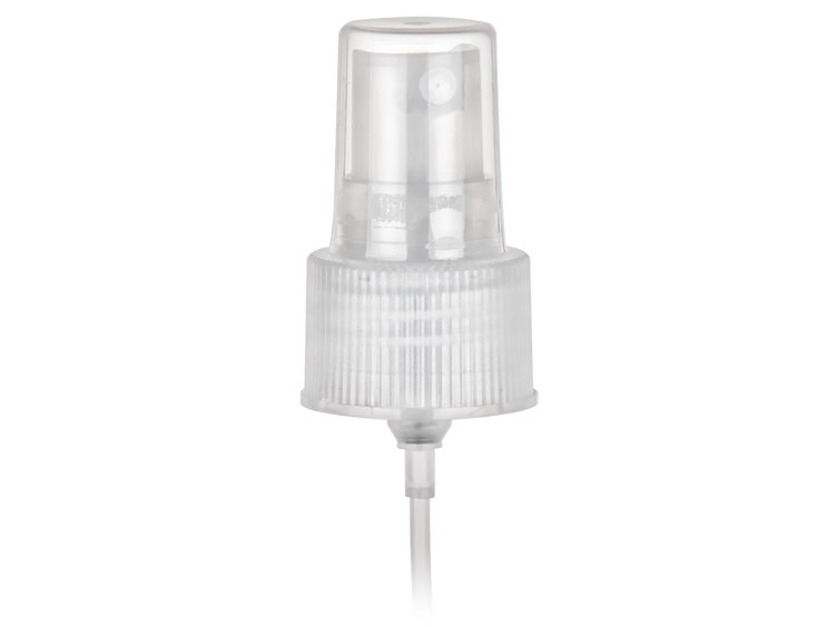 24/410 Finish, Natural, Sprayers, Fine Mist, Fine Ribbed, Clear Hood, 5 3/4" DT