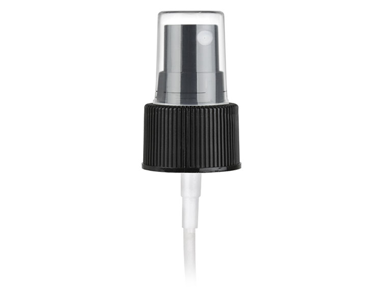 24/410 Finish, Black, Sprayers, Fine Mist, Fine Ribbed, Clear Hood, 5 3/8" DT